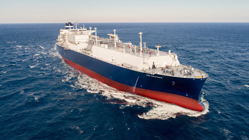 ▲ HD현대중공업이 건조해 인도한 174,000 입방미터(㎥)급 LNG운반선. This is a liquefied natural gas carrier of 174,000 cubic m built and delivered by Hyundai Heavy Industries. (Korea Shipbuilding and Offshore Engineering - HD한국조선해양)