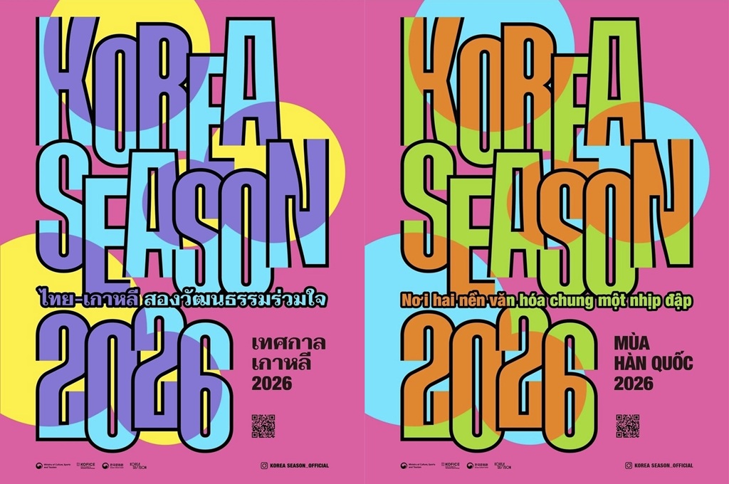 ▲ '2026 코리아시즌' 태국 공식포스터(왼쪽)와 '2026 코리아시즌' 베트남 공식포스터. Official Thai (left) and Vietnamese (right) posters for 2026 Korean Season (Ministry of Culture, Sports and Tourism - 문화체육관광부)